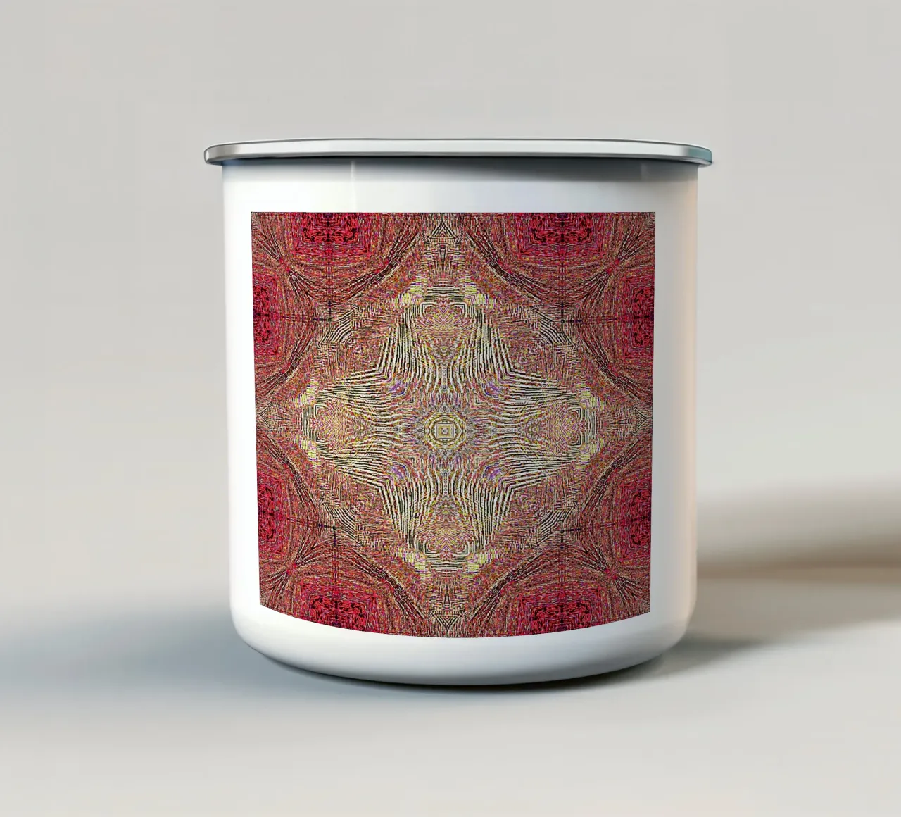 Ornement en bordeaux avec texture finement structurée mug en émail de Gürsel Yesil Digital Art