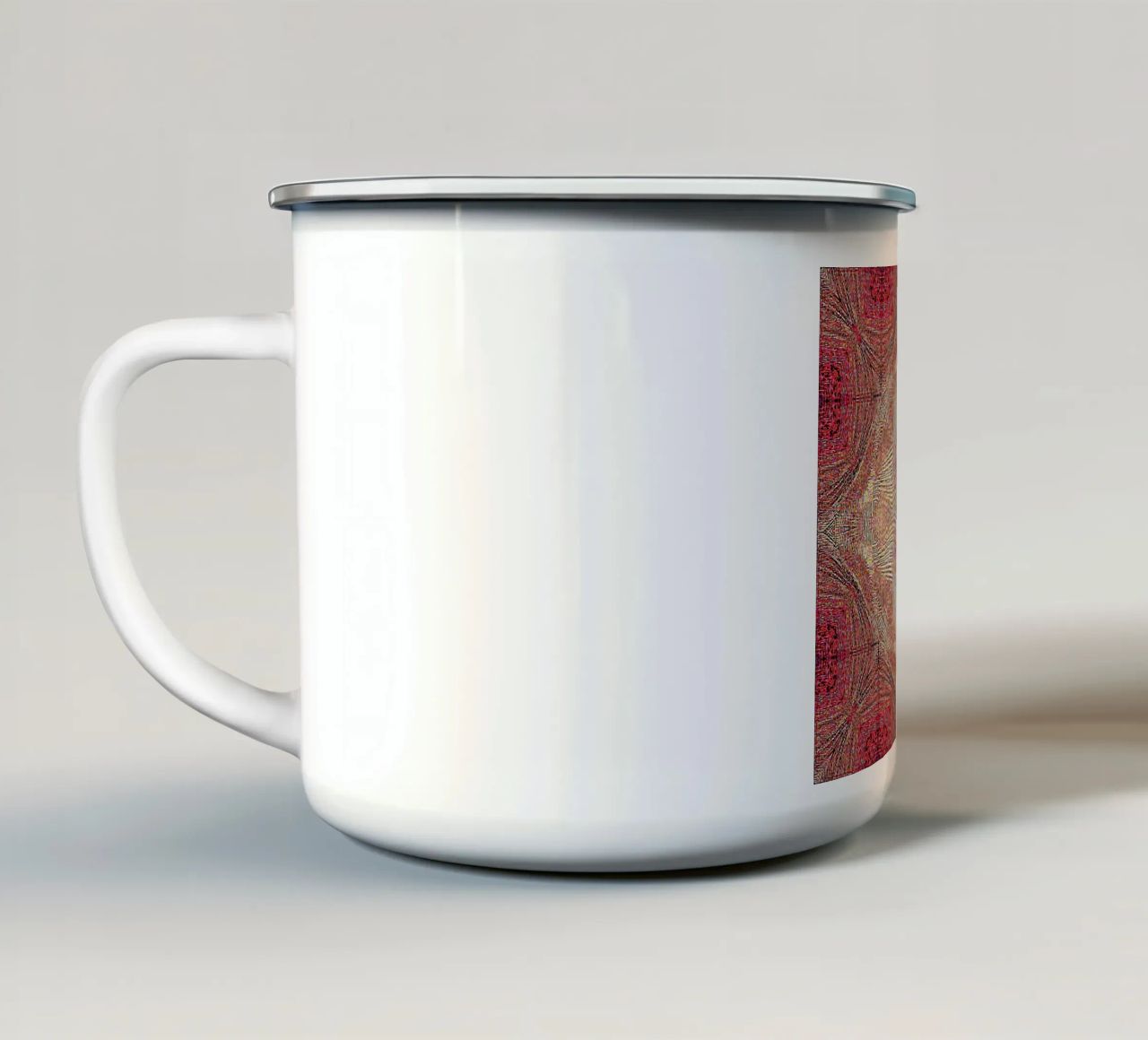 Ornament in wine red with a finely structured texture enamel mug by Gürsel Yesil Digital Art