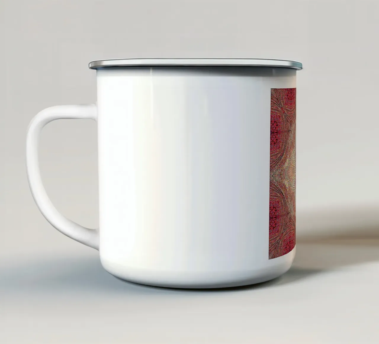 Ornement en bordeaux avec texture finement structurée mug en émail de Gürsel Yesil Digital Art
