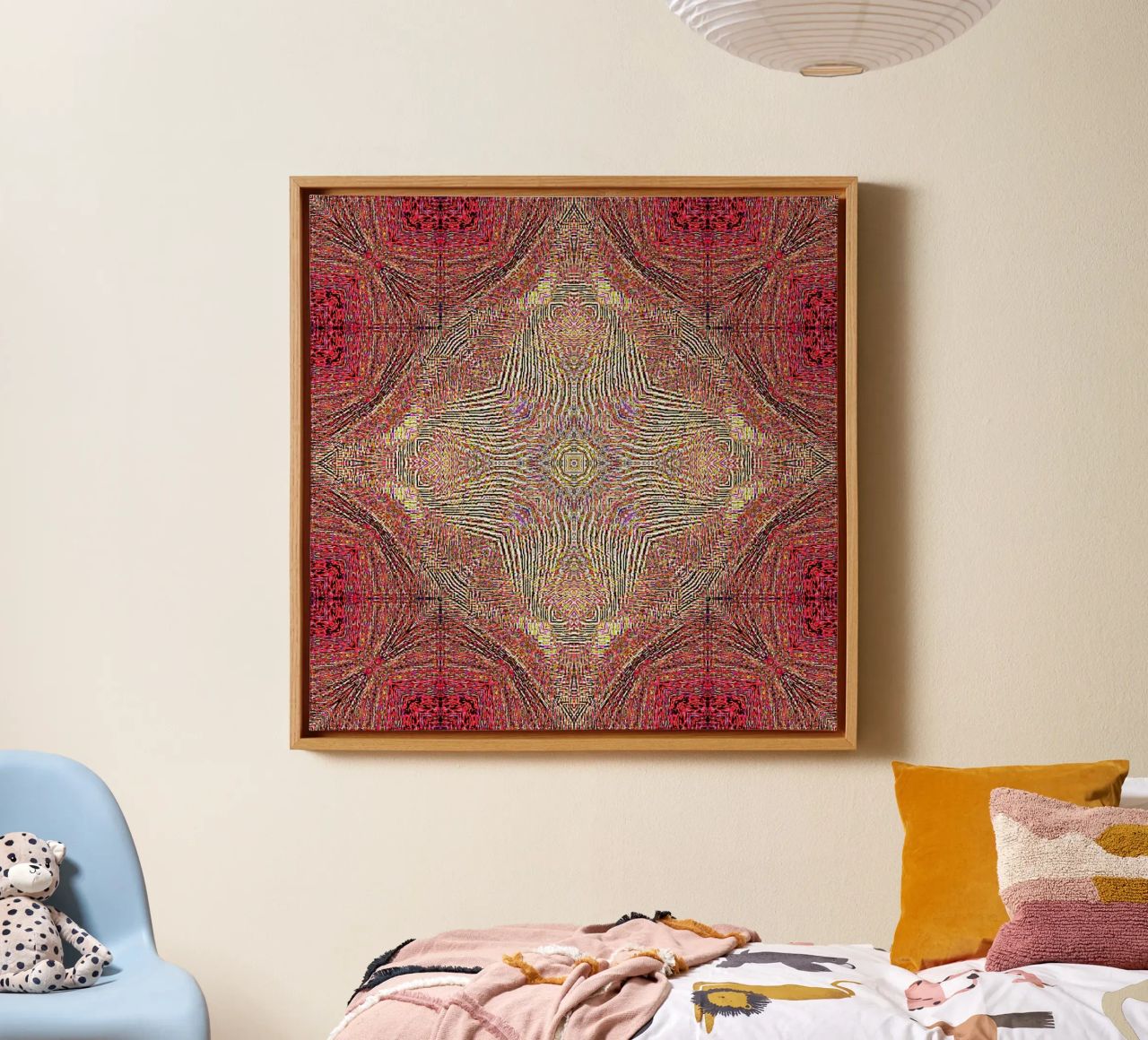 Ornament in wine red with a finely structured texture canvas by Gürsel Yesil Digital Art