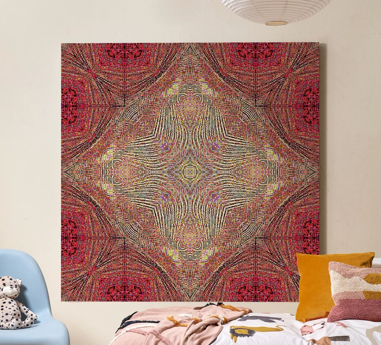 Ornament in wine red with a finely structured texture canvas by Gürsel Yesil Digital Art