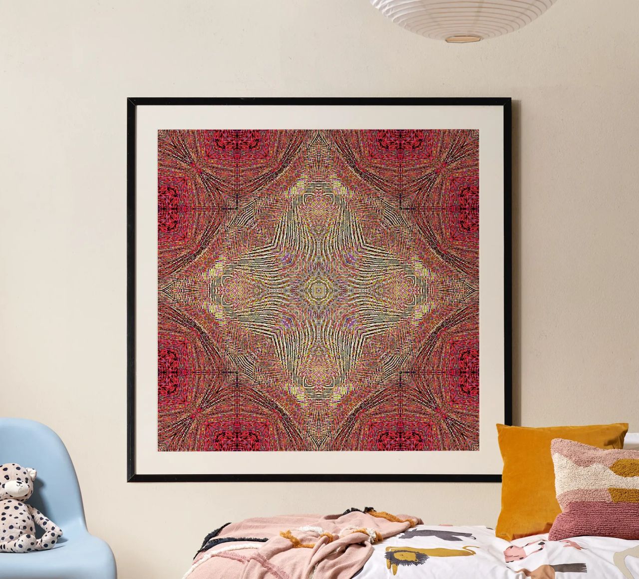 Ornament in wine red with a finely structured texture hahnemühle by Gürsel Yesil Digital Art