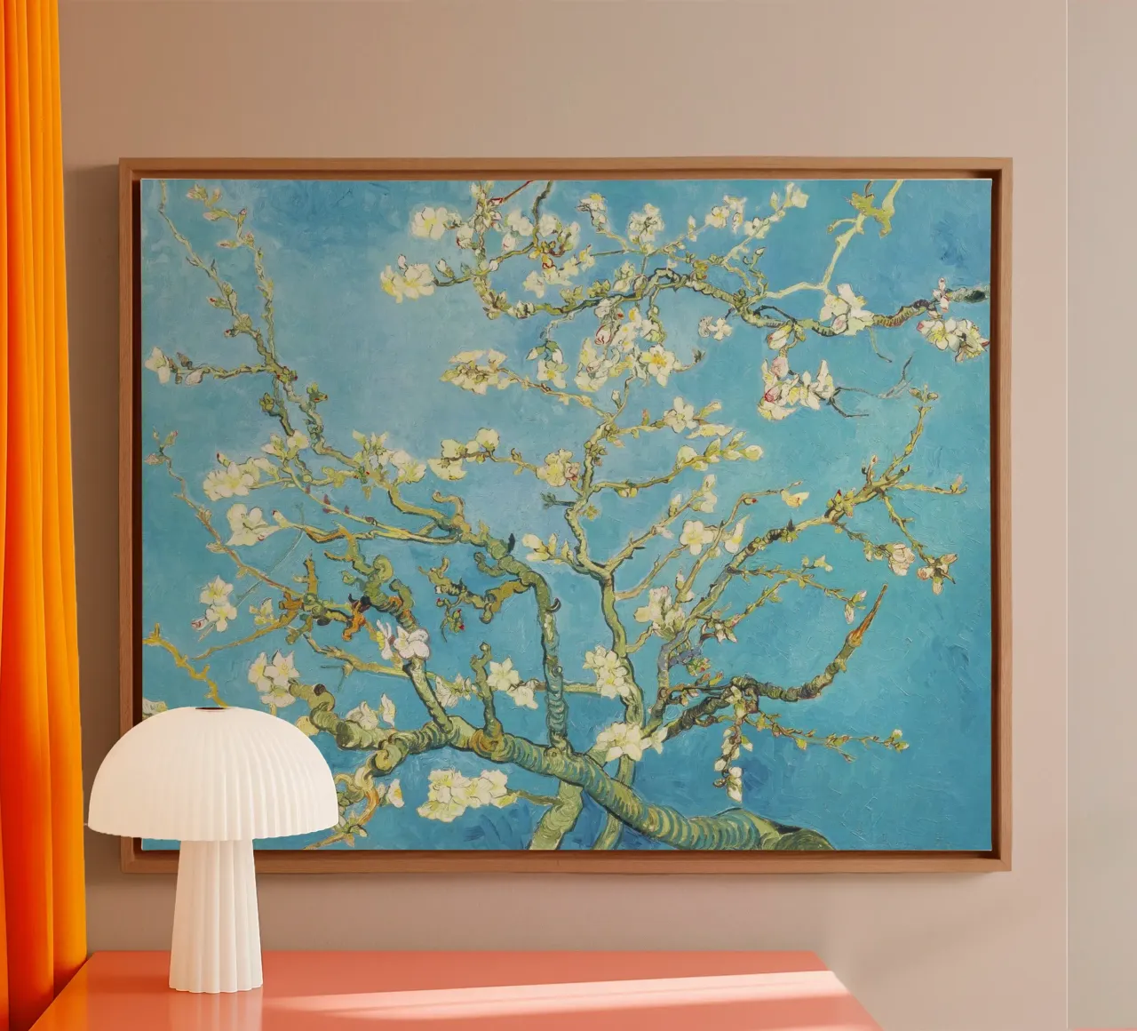 Amandelbloesem (1890) van Vincent van Gogh canvas met Baklijst van Van Gogh Prints