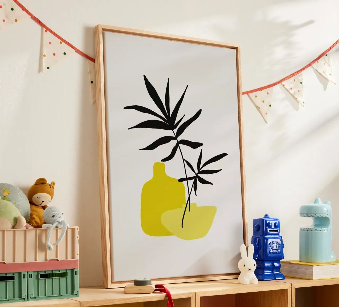 Yellow Vases tela con Cornice a cassetta da Pure