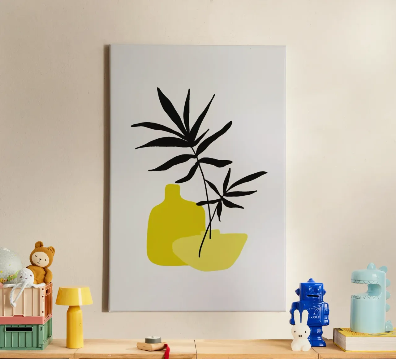 Yellow Vases tela con Cornice a cassetta da Pure