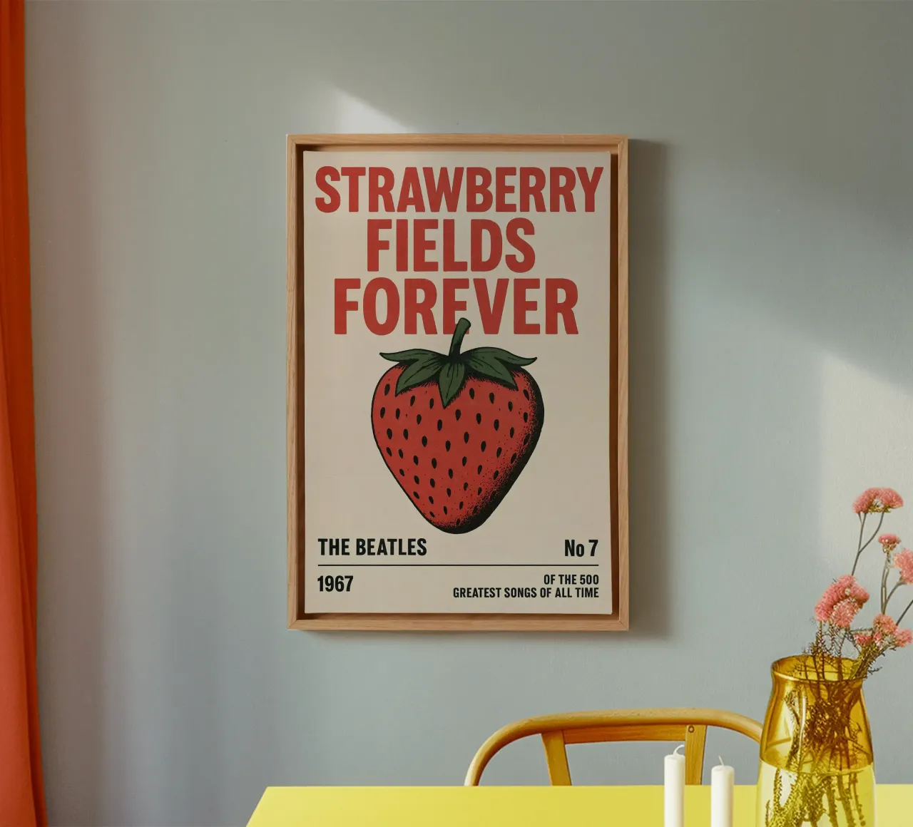Strawberry Fields Forever – Beatles Poster tela con Cornice a cassetta da Studio Mooodz
