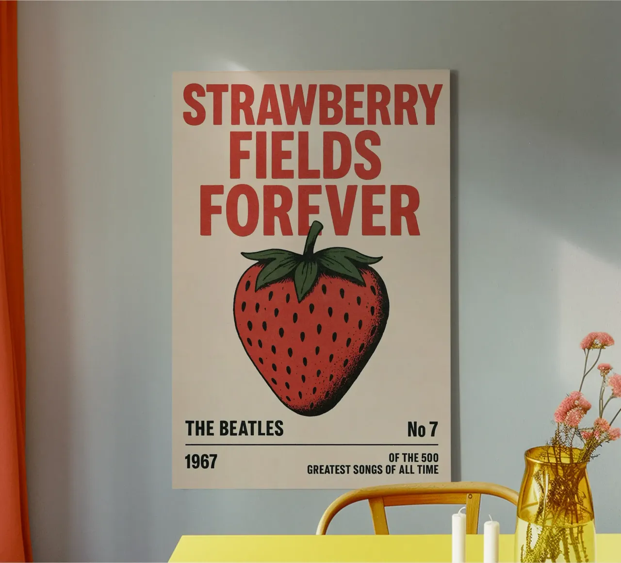 Strawberry Fields Forever – Beatles Poster tela con Cornice a cassetta da Studio Mooodz