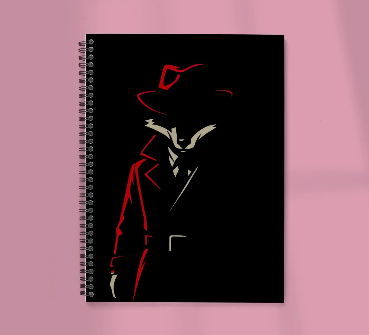 Fox in trench coat with red hat - Stylised motif spiral notebook by nanosh