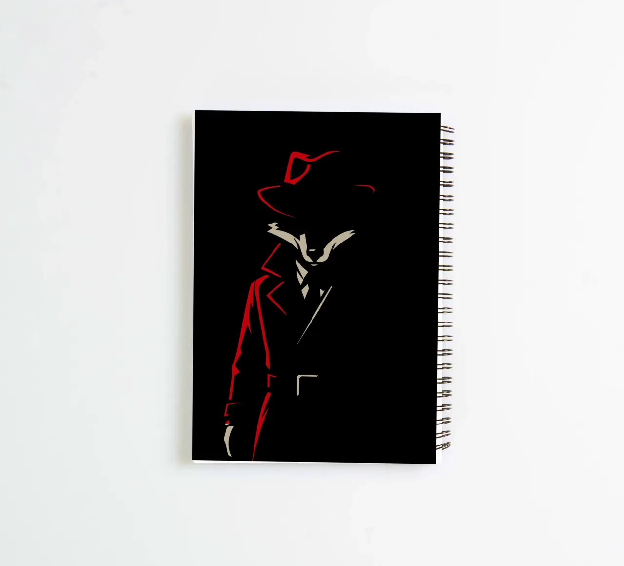 Fox in trench coat with red hat - Stylised motif spiral notebook by nanosh
