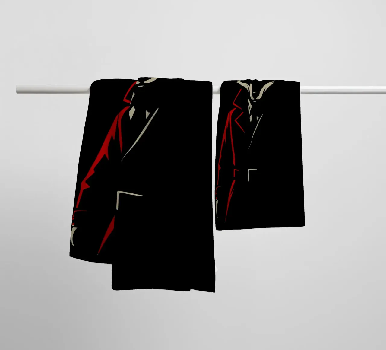 Fox in trench coat with red hat - Stylised motif towel by nanosh