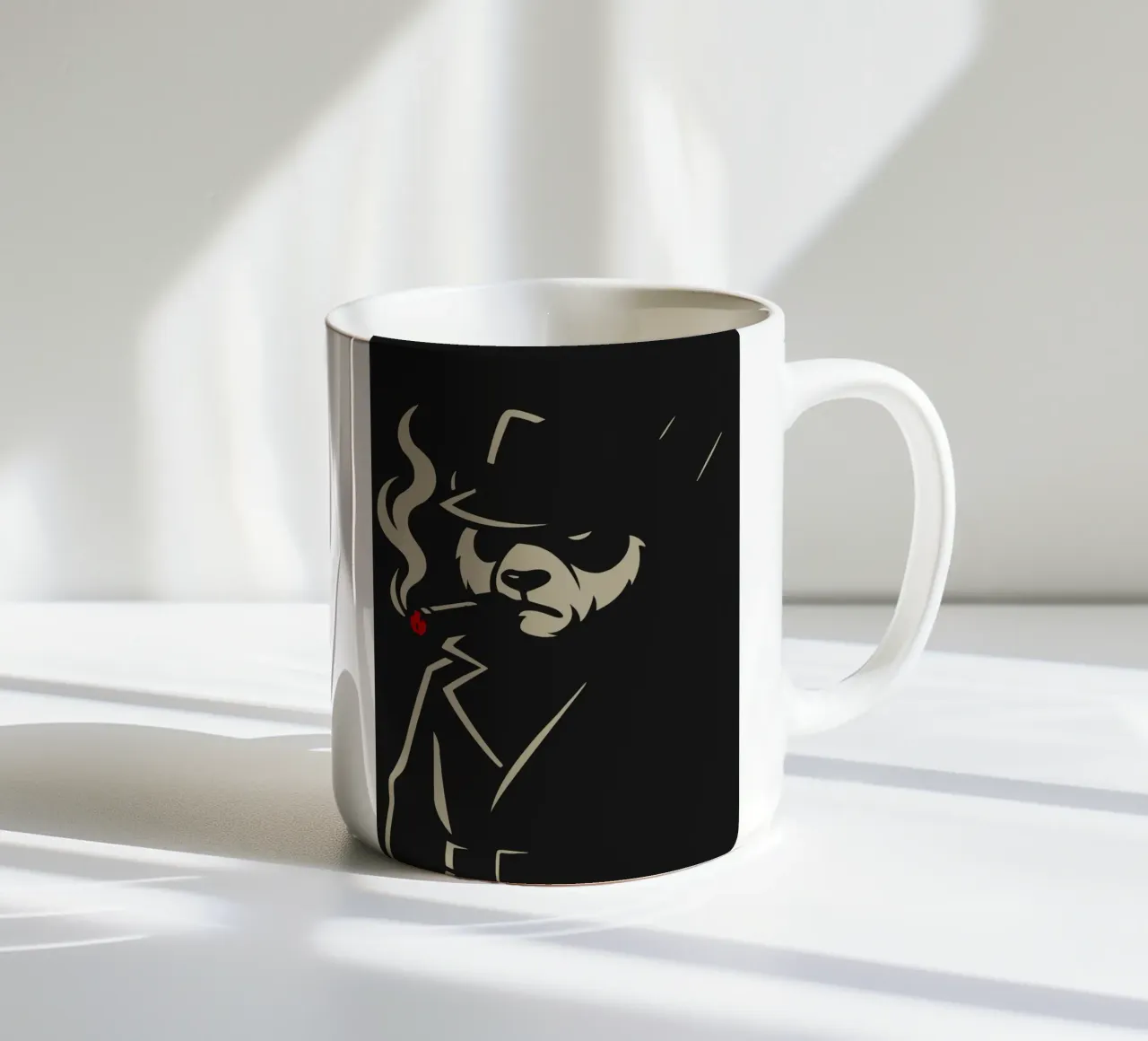 Panda in stile noir con sigaro - Motivo animale minimalista tazza in ceramica da nanosh