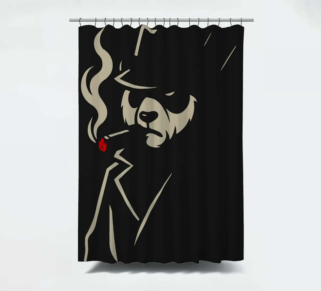 Panda in stile noir con sigaro - Motivo animale minimalista tenda da doccia da nanosh