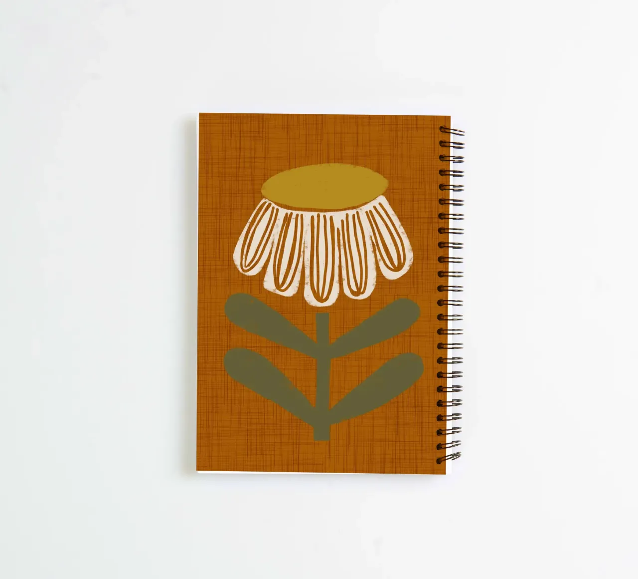 Retro Chamomile Flower on Rust spiral notebook by susanacosta