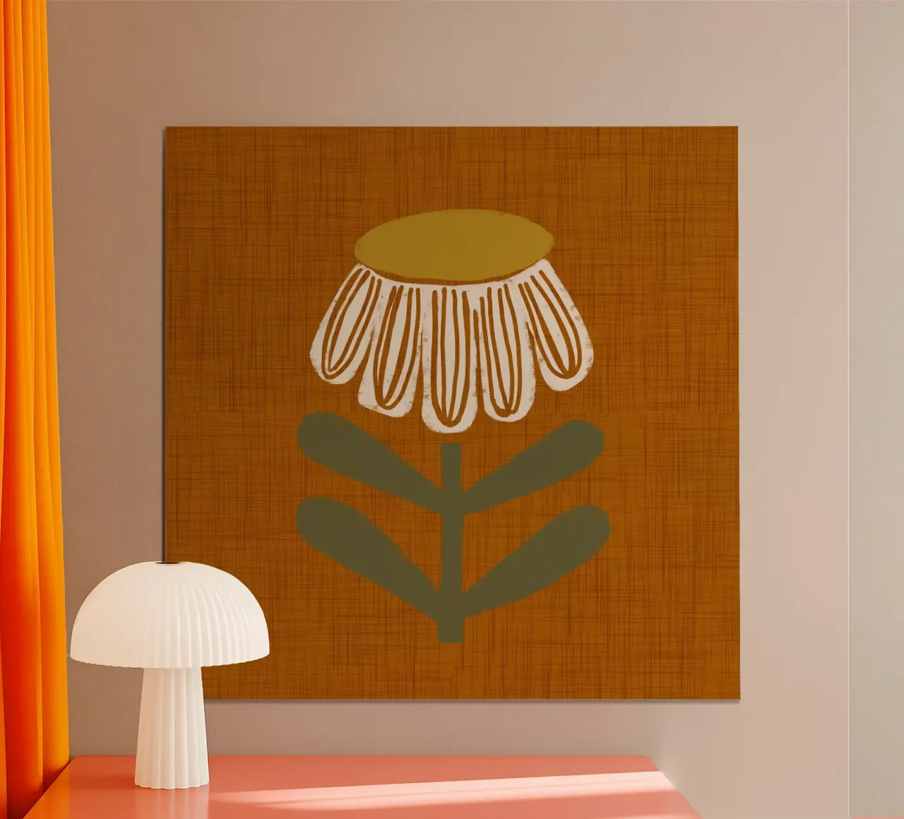 Retro Chamomile Flower on Rust hahnemühle by susanacosta
