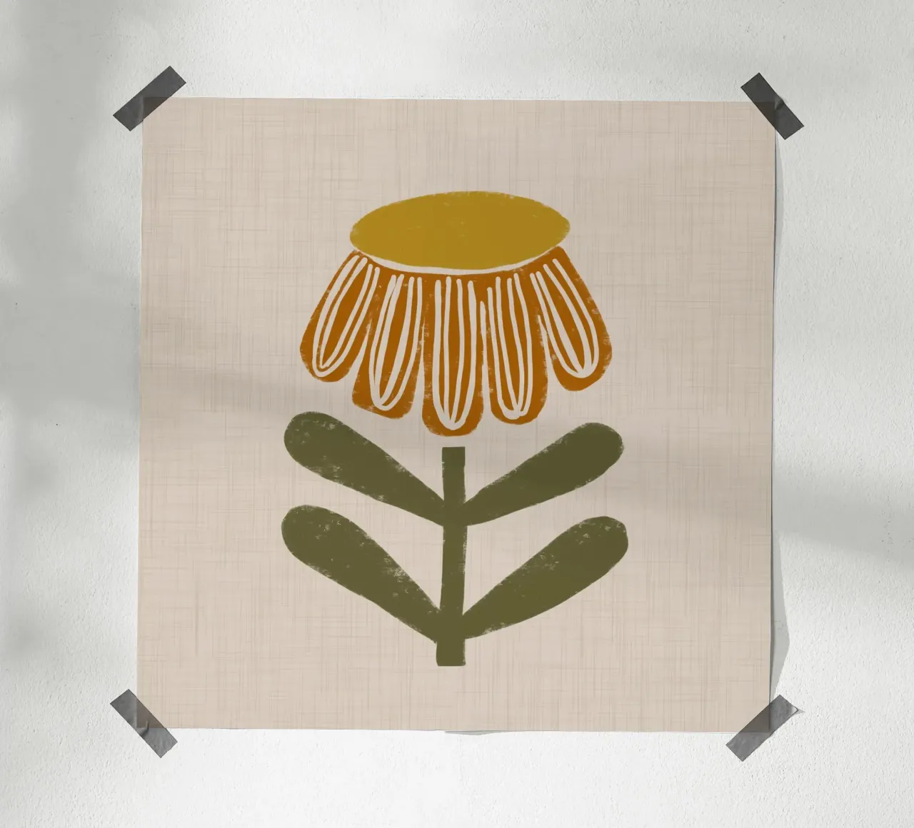 Fiore di camomilla retrò su beige poster con telaio in plastica da susanacosta