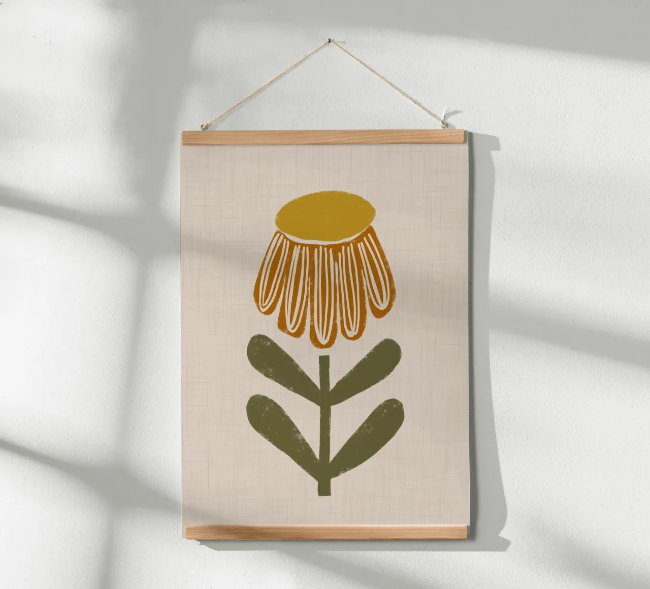 Fiore di camomilla retrò su beige poster con telaio in plastica da susanacosta