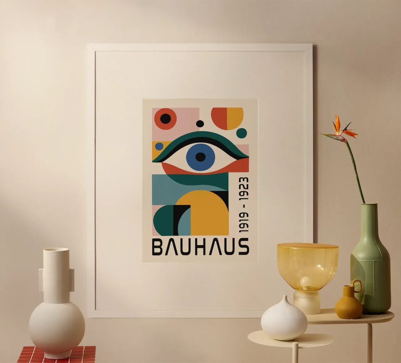 Bauhaus Oog Abstracte Kunst poster met aluminium frame van Dale Edward YoungJr