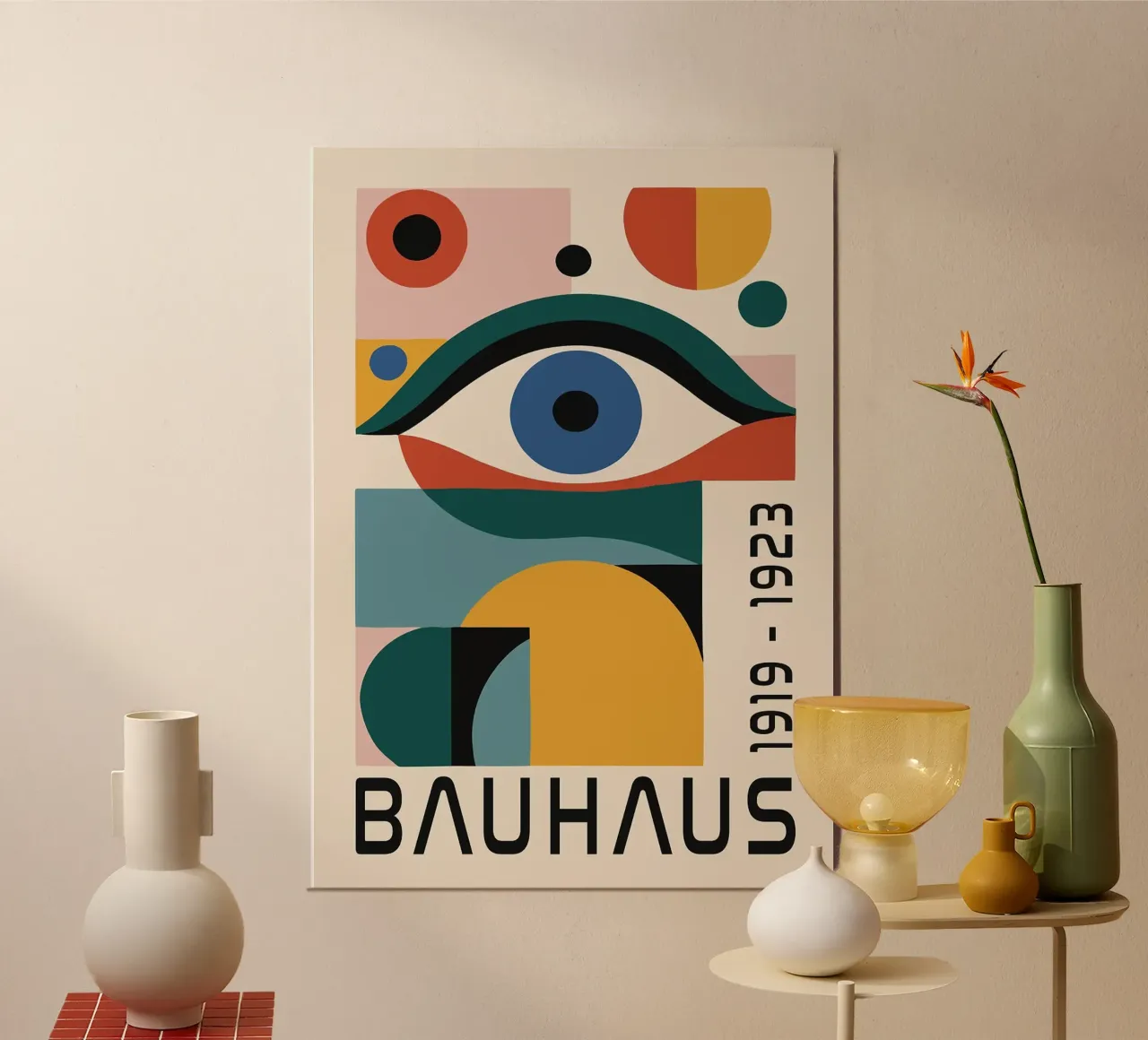Bauhaus Oog Abstracte Kunst poster met aluminium frame van Dale Edward YoungJr