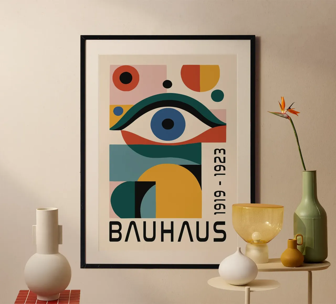 Bauhaus Oog Abstracte Kunst poster met aluminium frame van Dale Edward YoungJr