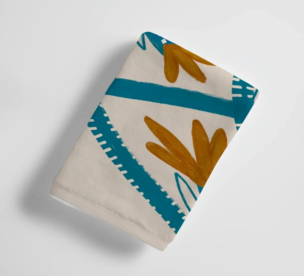 Modern Abstract Floral Pattern: Flowing Teal & Golden Flower towel by susanacosta