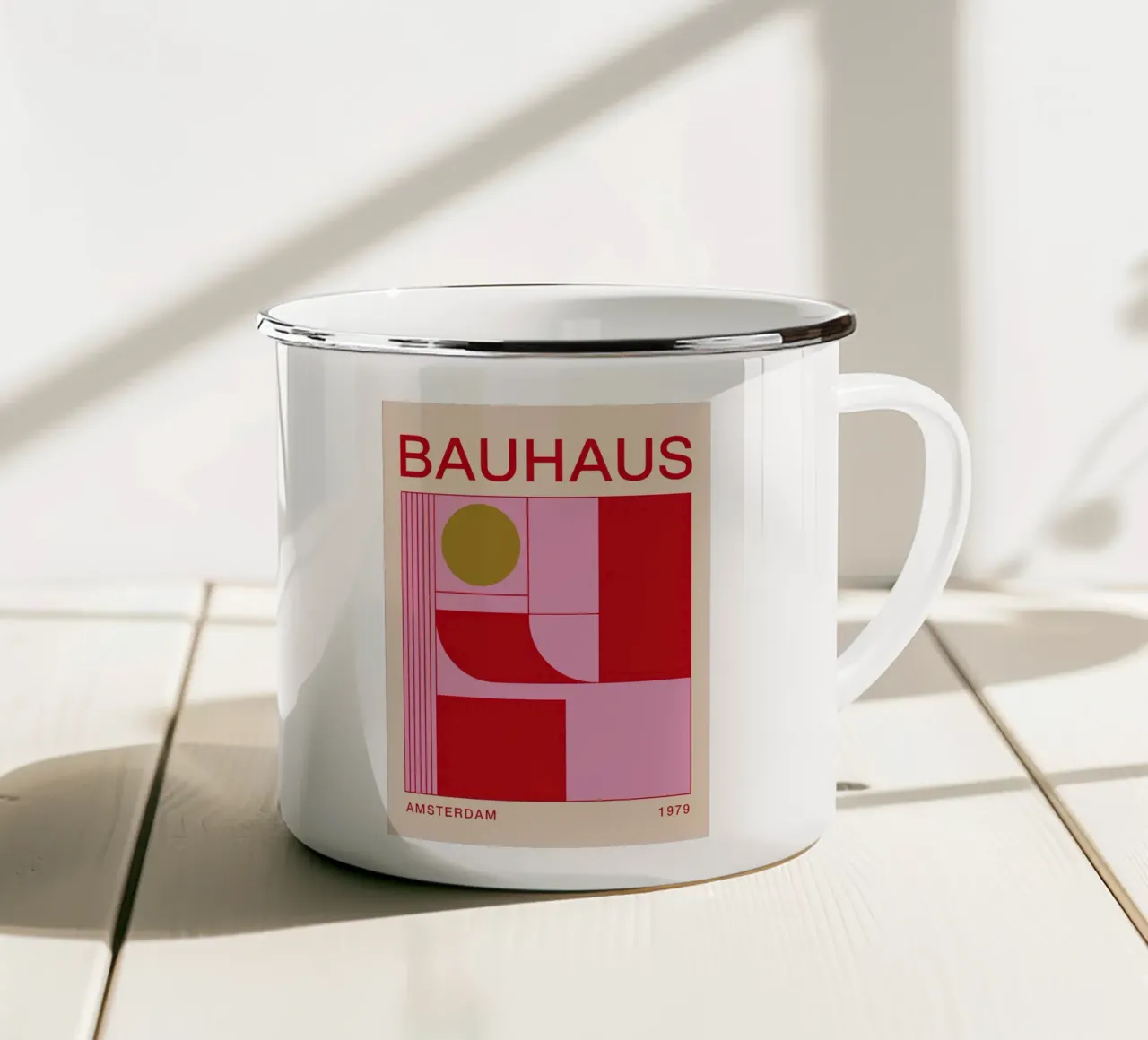 Arte geometrica Bauhaus 1979 tazza in smalto da Dale Edward YoungJr