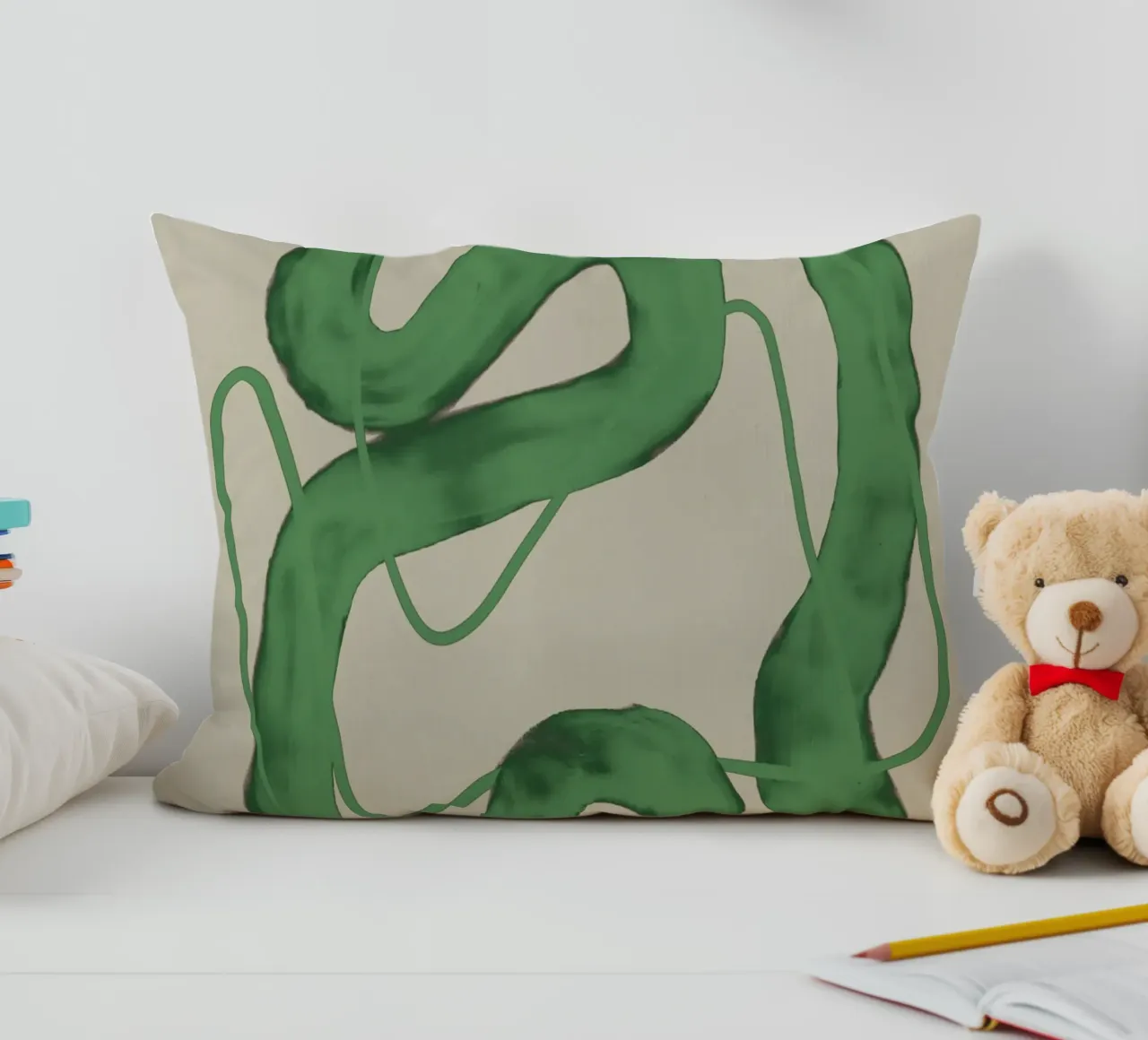 Linea verde astratta in grassetto cuscino da Little Dean