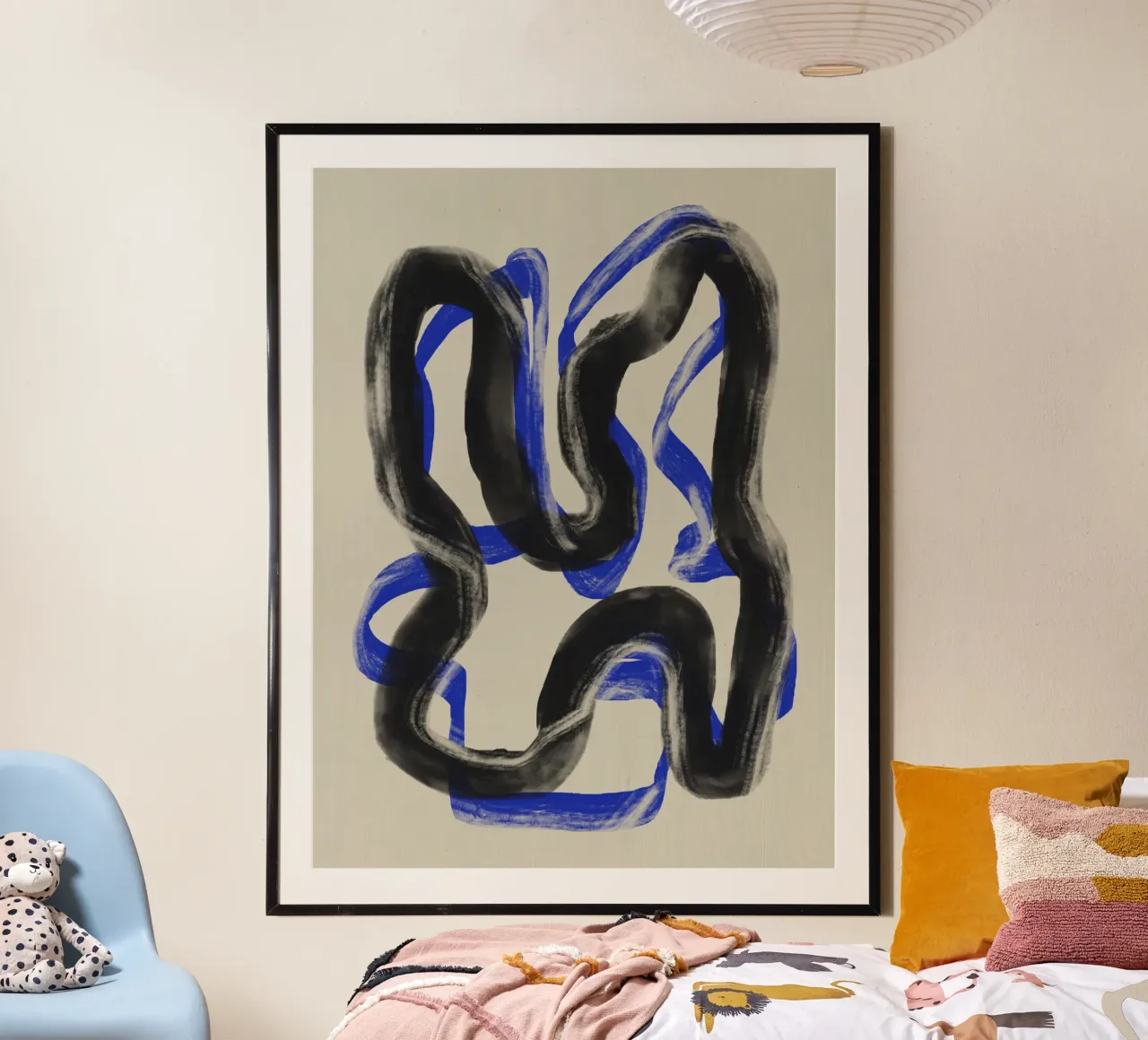 Abstract black and blue strokes poster by Little Dean
