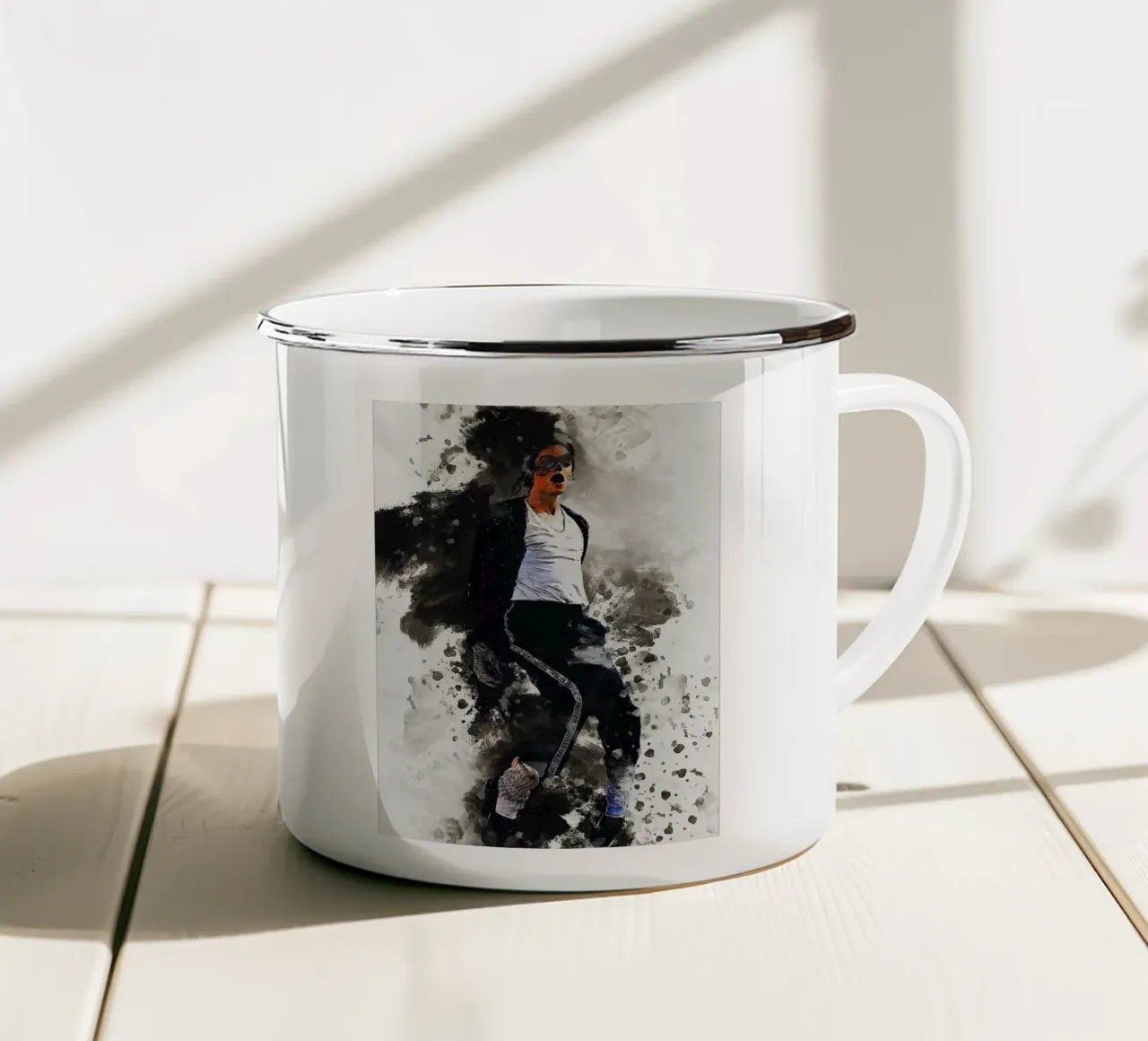 Macchia di ritratto Michael Jackson tazza in smalto da Gunawan Rb