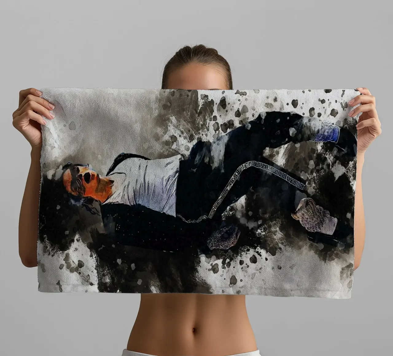 Smudge of Portrait Michael Jackson towel by Gunawan Rb