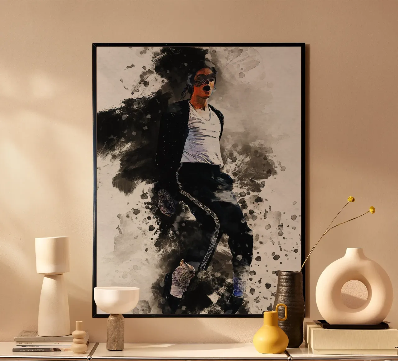 Smudge of Portrait Michael Jackson Poster mit Aluminium Rahmen von Gunawan Rb
