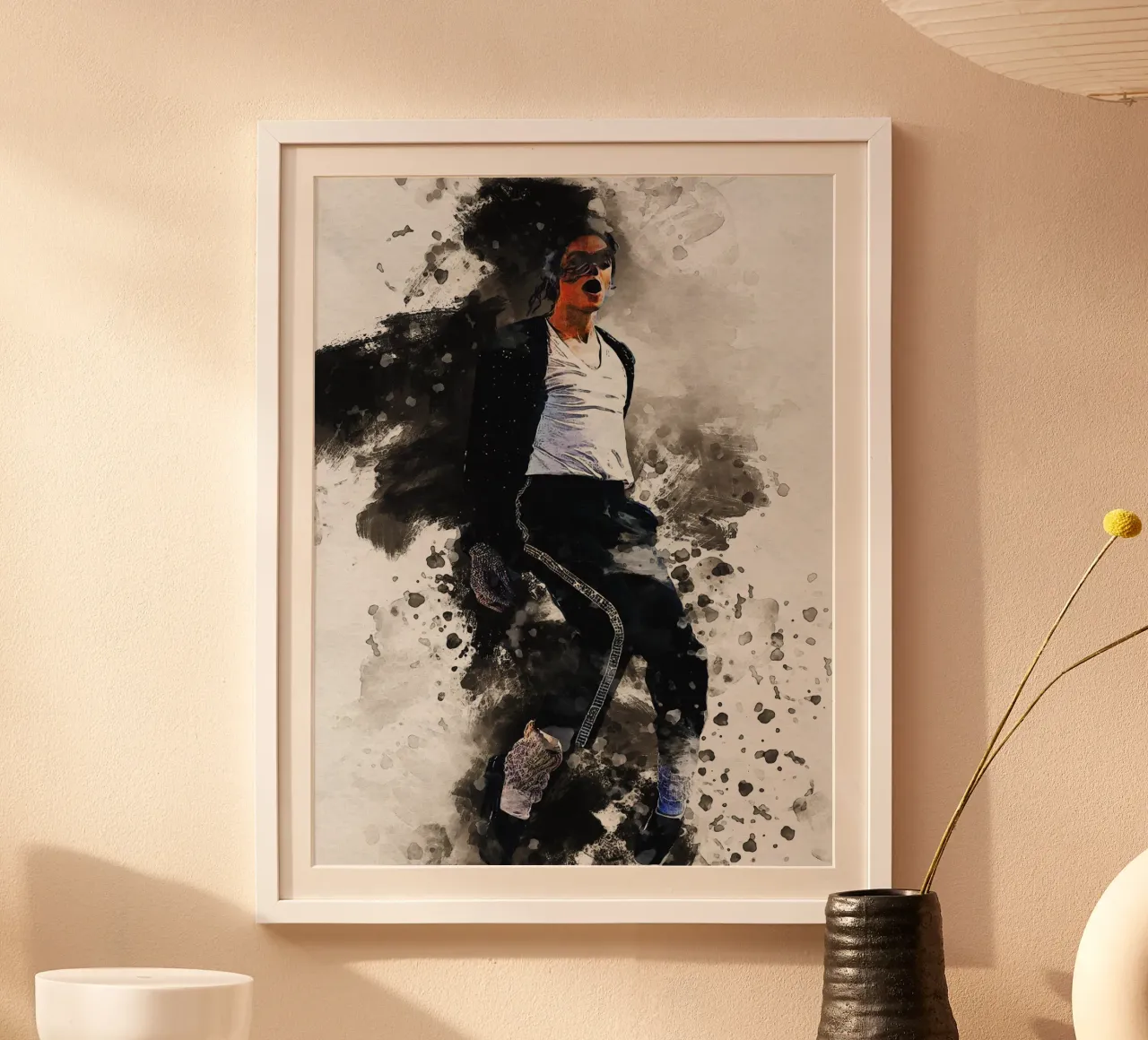 Smudge of Portrait Michael Jackson Poster mit Aluminium Rahmen von Gunawan Rb
