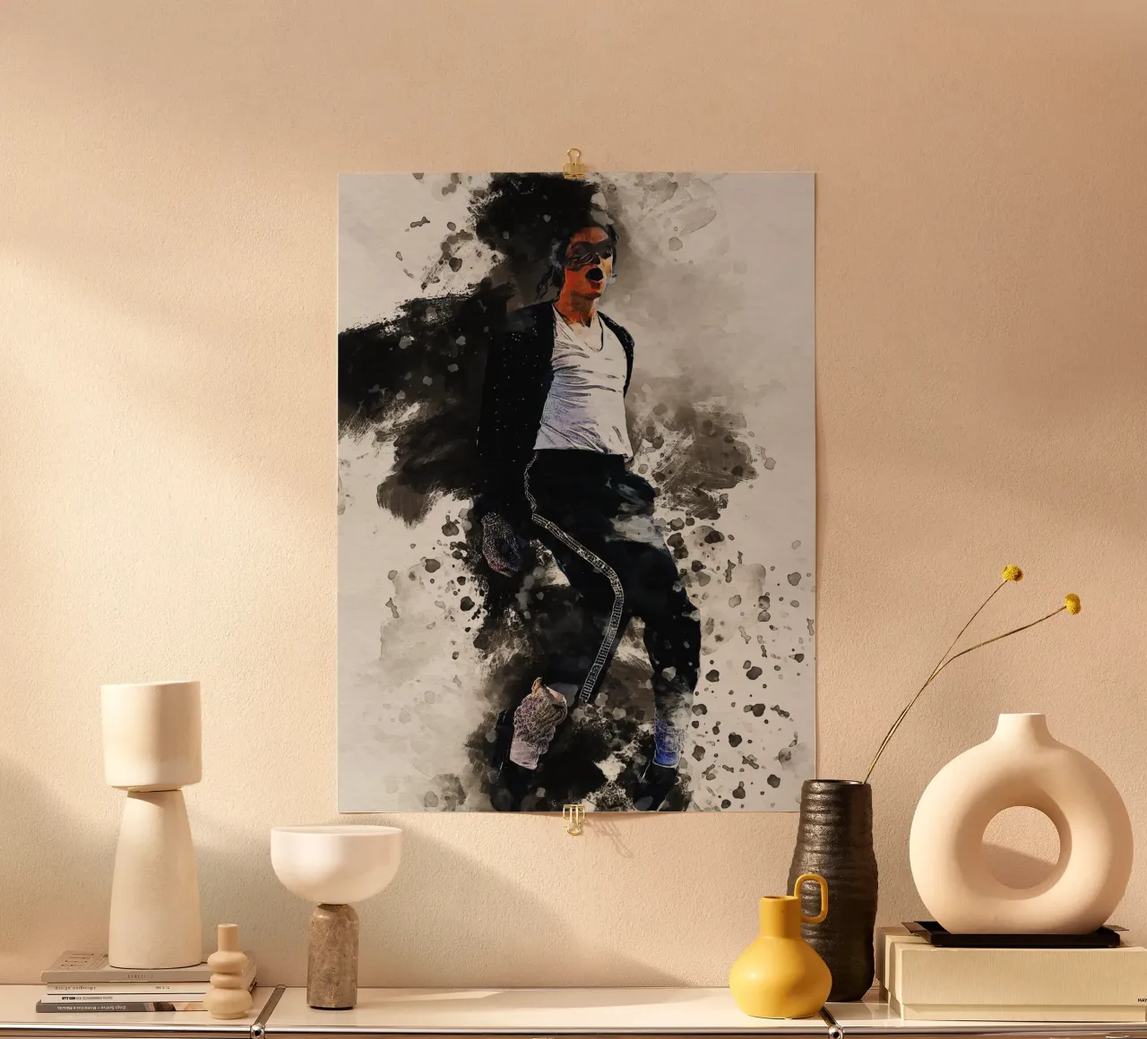 Smudge of Portrait Michael Jackson Poster mit Aluminium Rahmen von Gunawan Rb