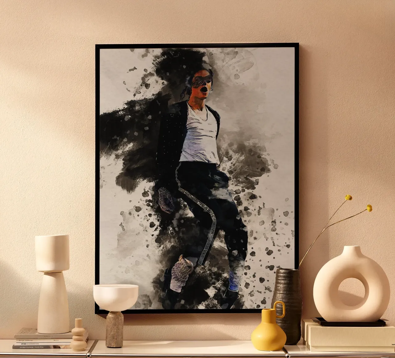 Smudge of Portrait Michael Jackson Poster mit Aluminium Rahmen von Gunawan Rb