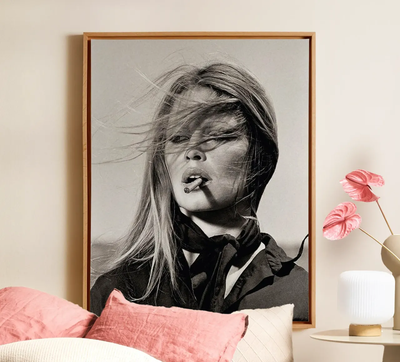 Beautiful girl canvas with Floater frame by Alex happy shop