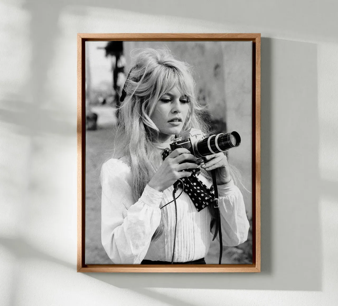 Girl With camera canvas with Floater frame by Alex happy shop