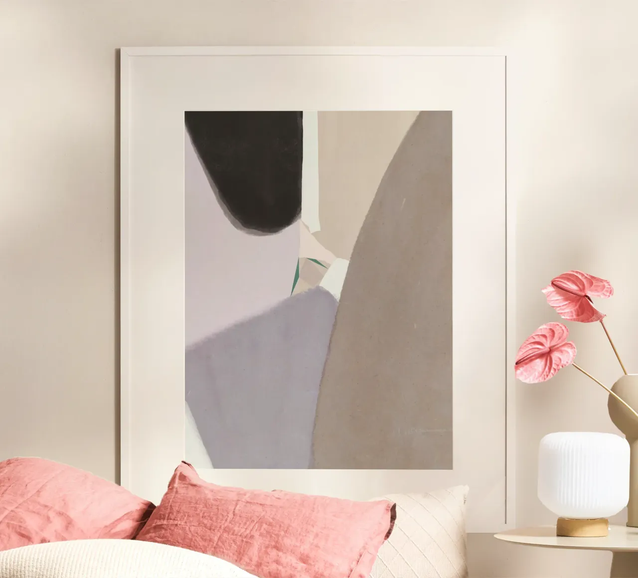 Gedempte vormen abstracte compositie hahnemühle van Little Dean