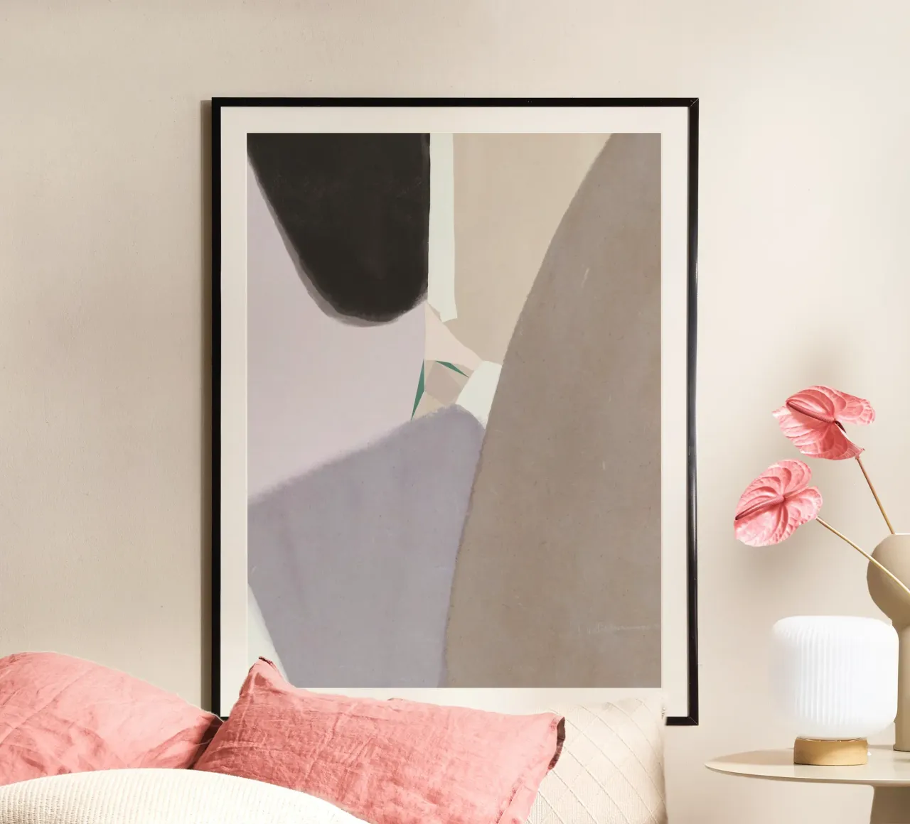 Gedempte vormen abstracte compositie hahnemühle van Little Dean