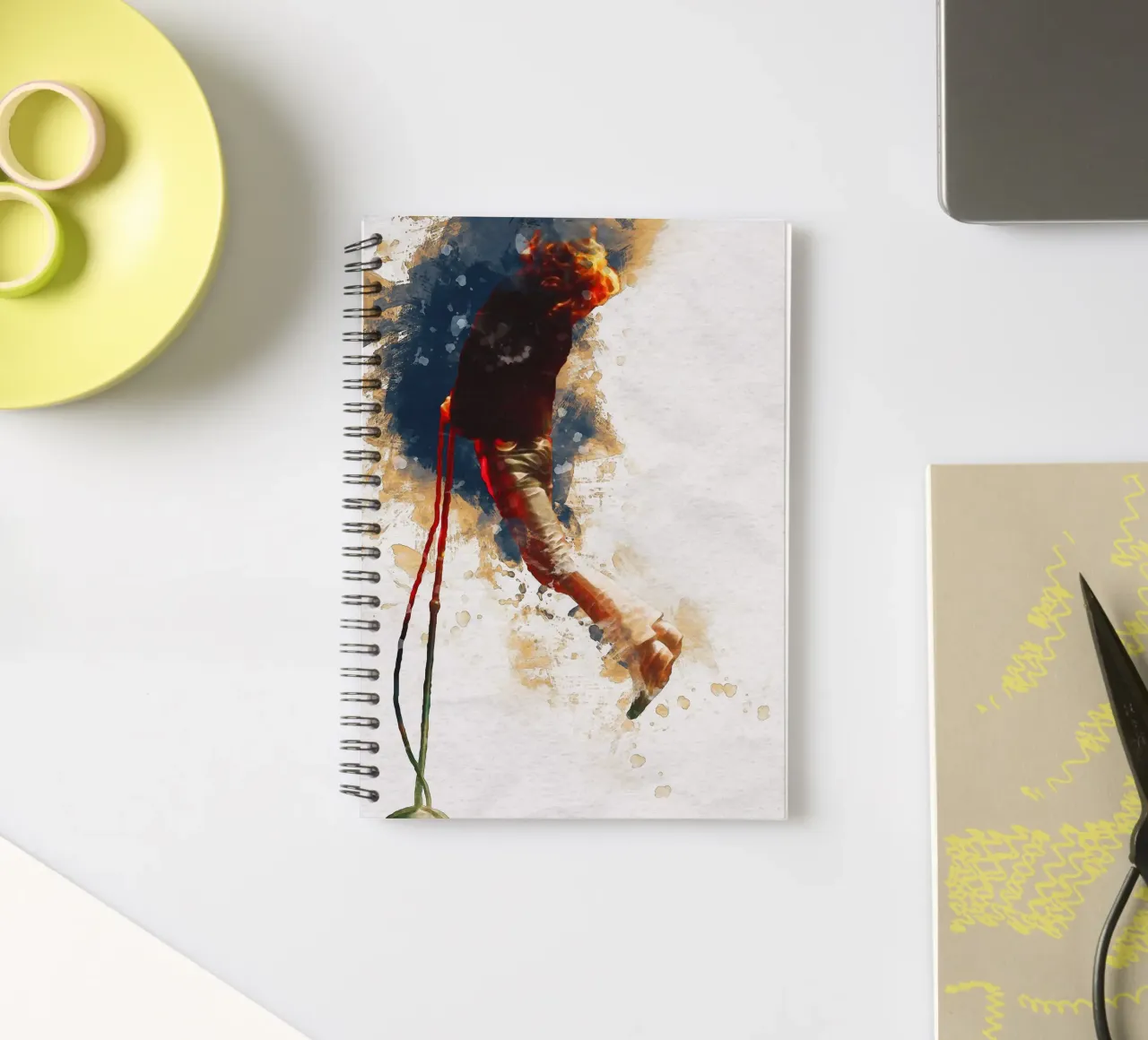 Smudge of Portrait Jim Morrison spiral notebook by Gunawan Rb
