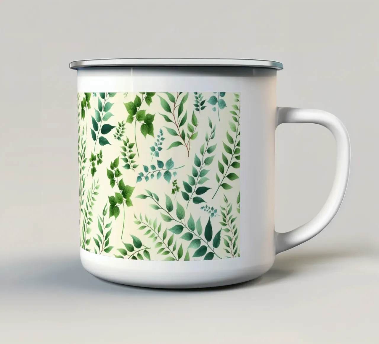 Greenery Botanical Print Green enamel mug by SilverPegasus
