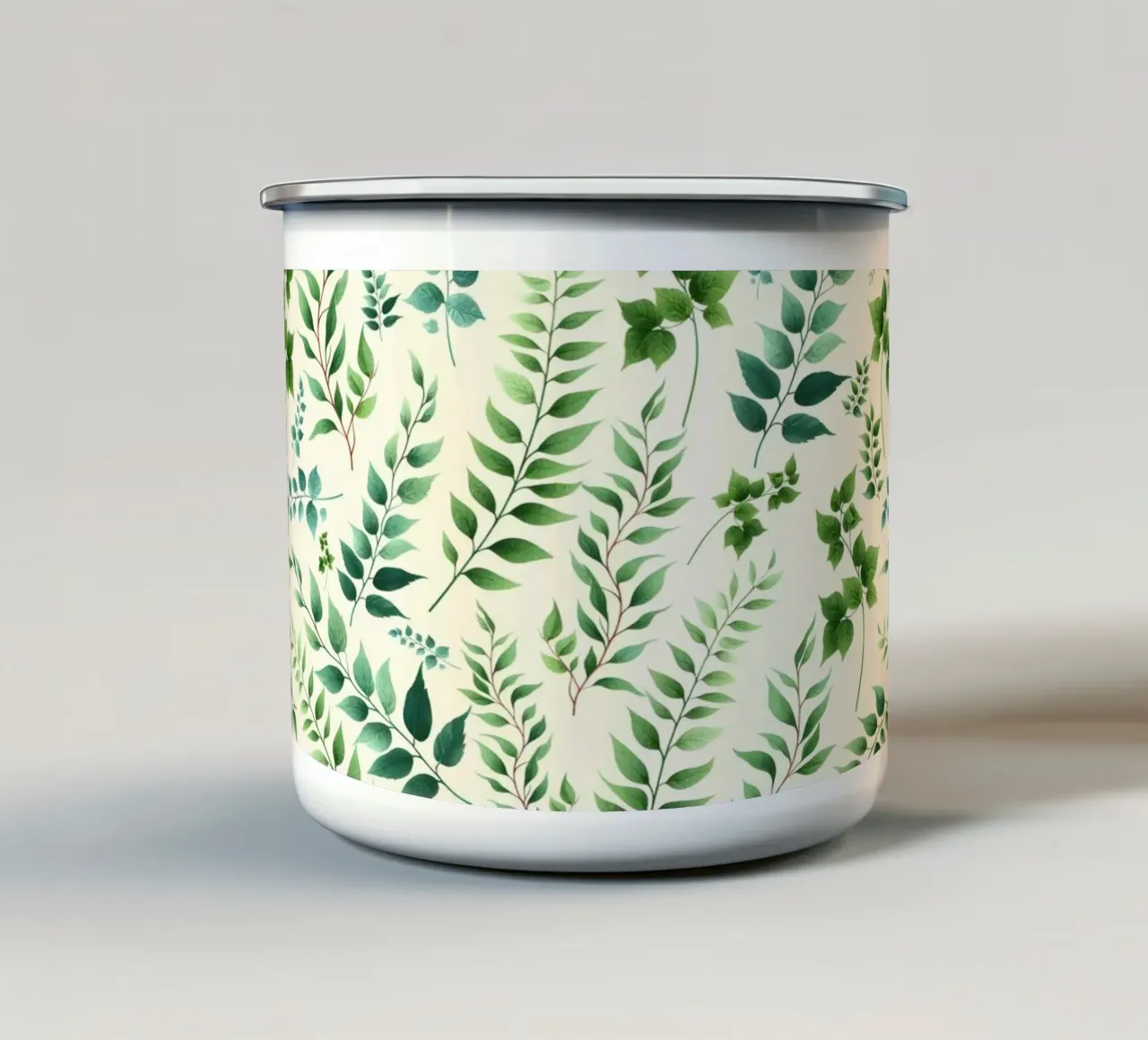 Greenery Botanical Print Green enamel mug by SilverPegasus