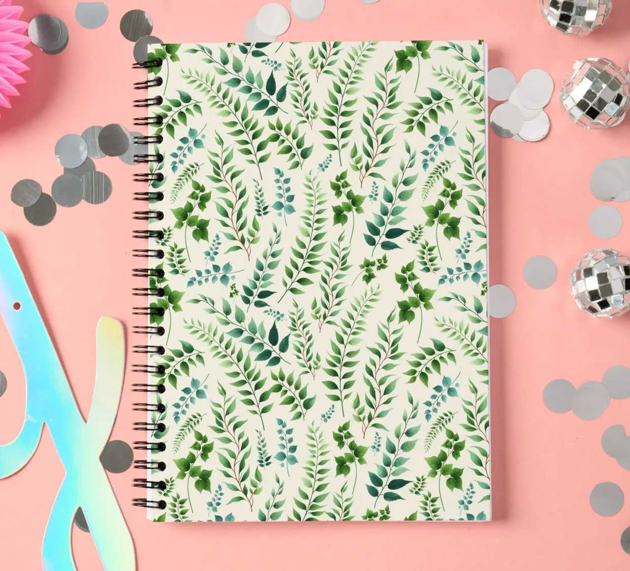 Greenery Botanical Print Green spiral notebook by SilverPegasus