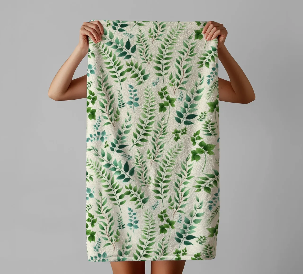 Greenery Botanical Print Green towel by SilverPegasus