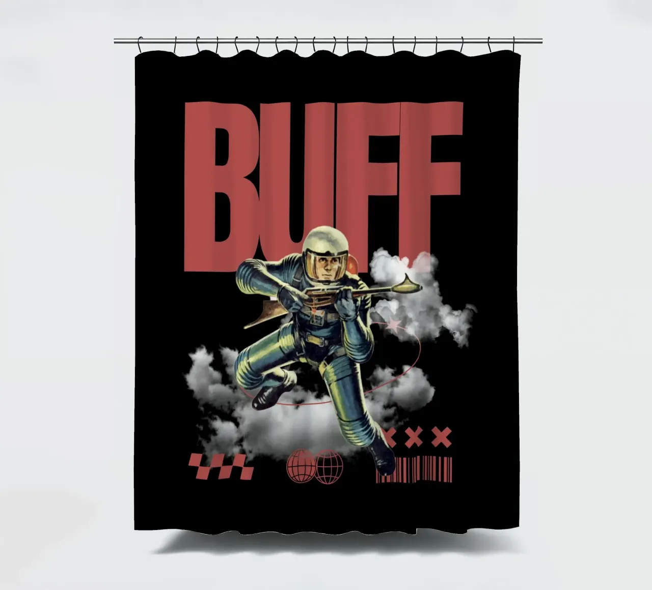 BUFF shower curtain by Einfach Uebel