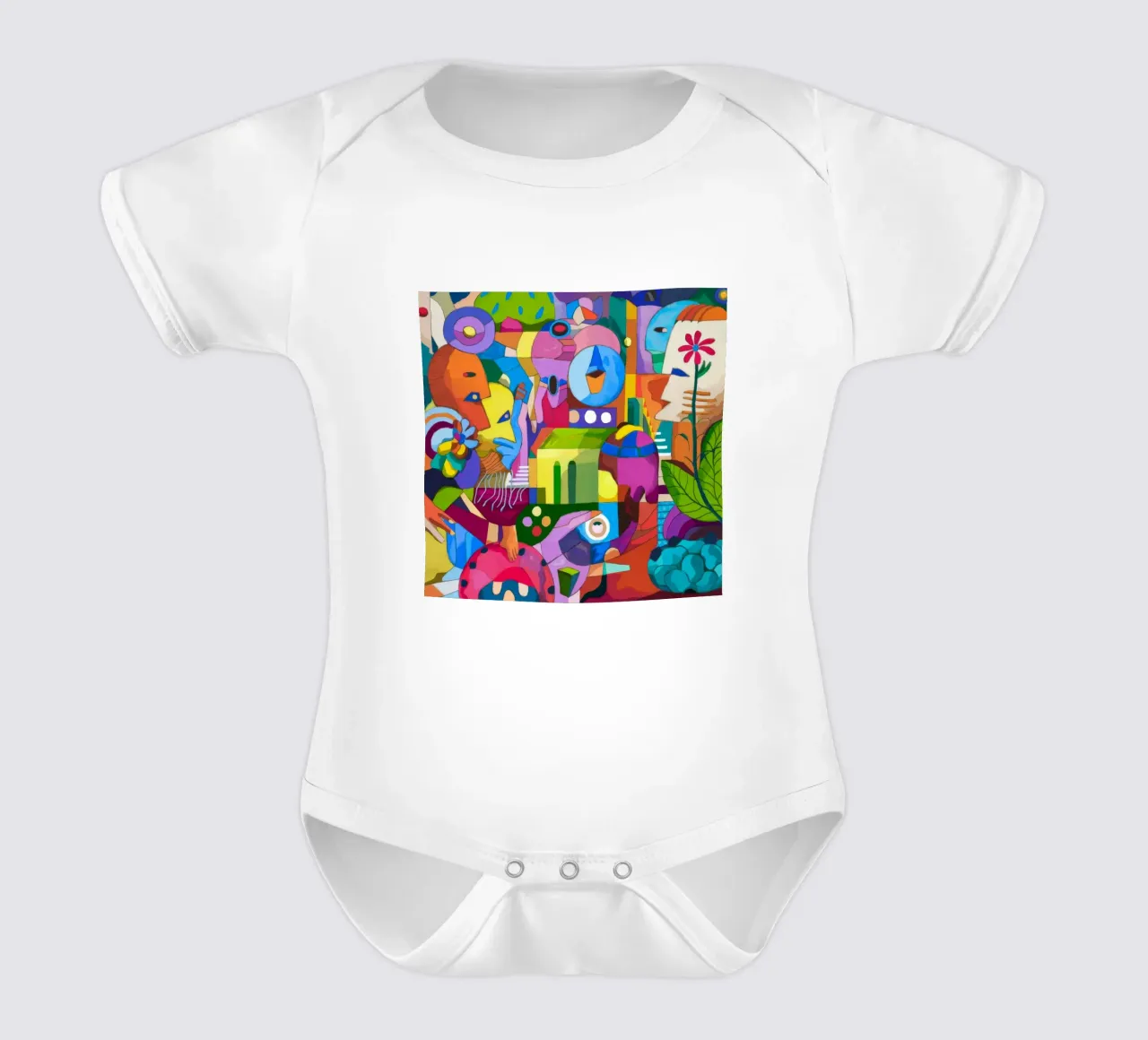 Dynamic Color Explosion short-sleeve baby romper by Monarco Virtuoso