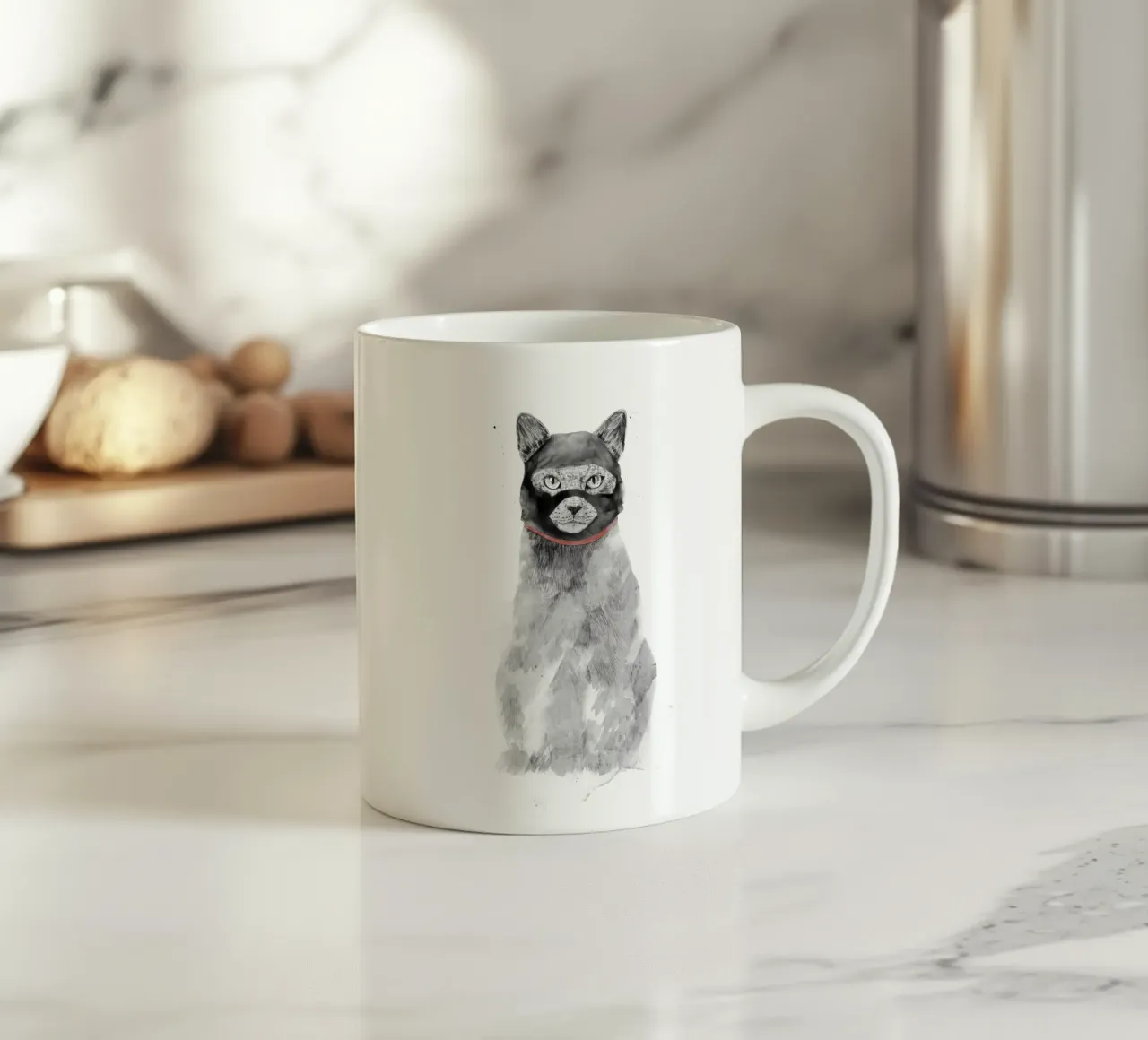Masked Cat tazza in ceramica da Balazs Solti