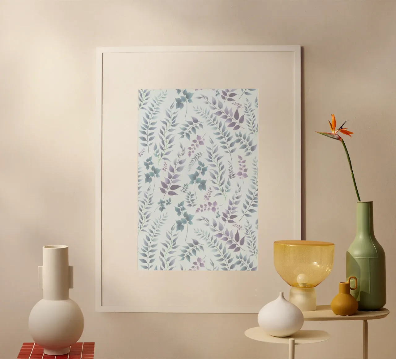 Stampa botanica Greenery Viola Blu poster con telaio in plastica da SilverPegasus