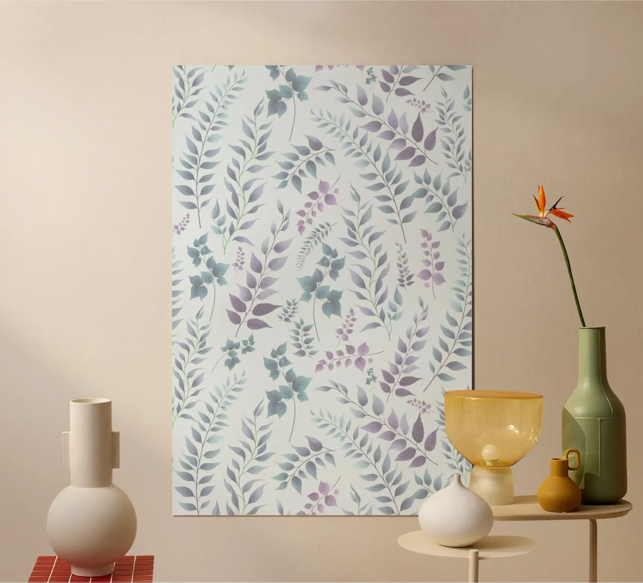 Stampa botanica Greenery Viola Blu poster con telaio in plastica da SilverPegasus