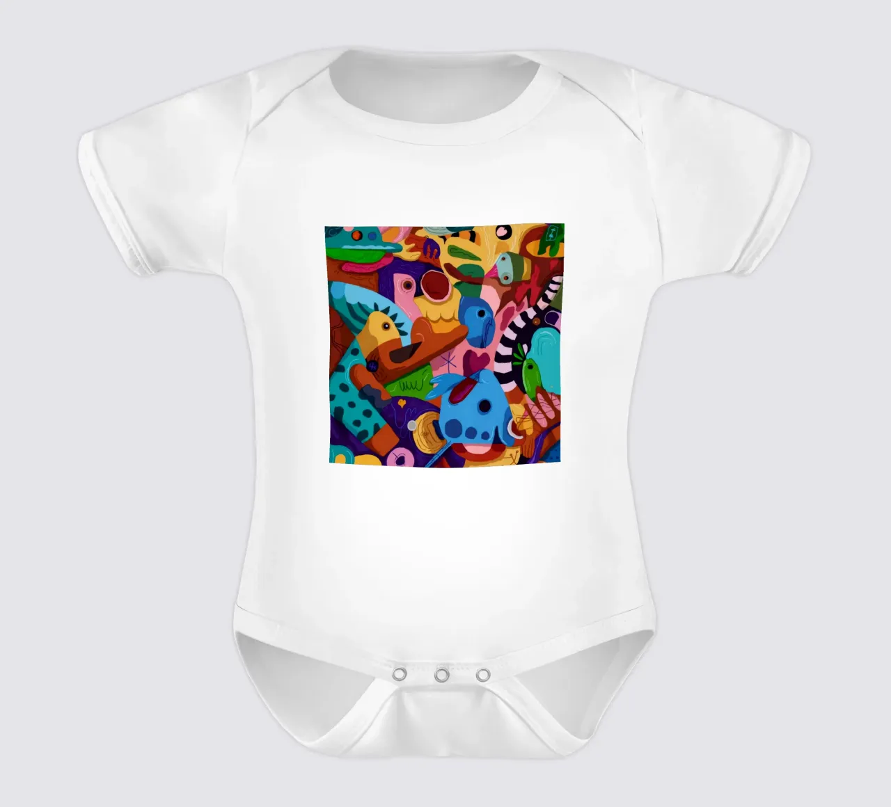 Lively Patterned Dreamscape short-sleeve baby romper by Monarco Virtuoso