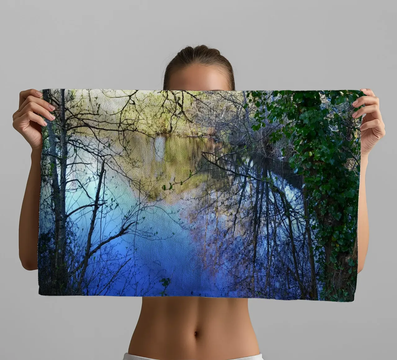 FAA298 TREES AND SKY REFLECTIONS. towel by Thierry vobmann photography