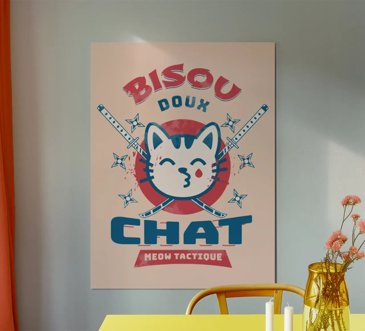 Gatto dal bacio morbido poster con telaio in plastica da Gunawan Rb